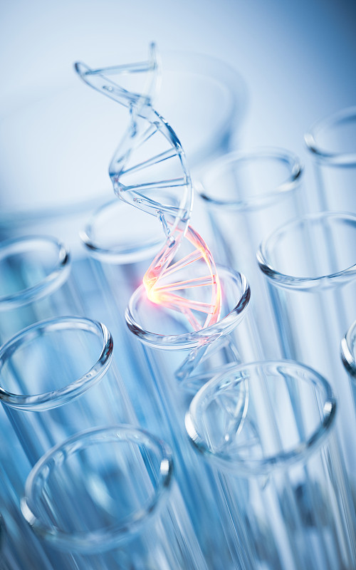 DNA与实验室化学器皿3D渲染图片下载