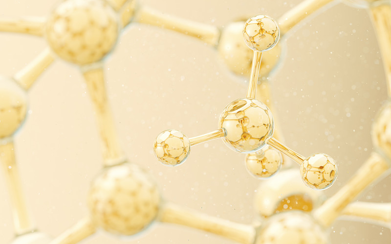 金色的透明分子 3D渲染图片下载