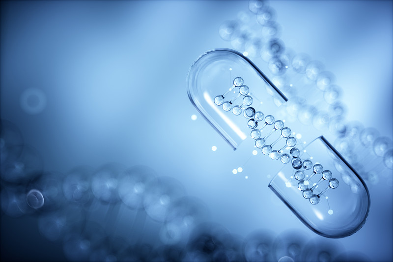 3D渲染的微观世界里的dna结构图片下载