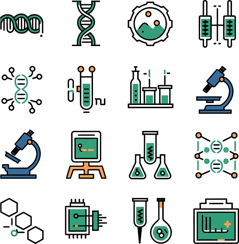 医学用DNA和生物技术图标合集图片下载