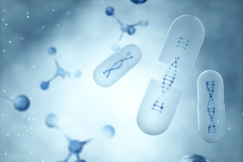 3D渲染的微观世界里的dna结构图片下载