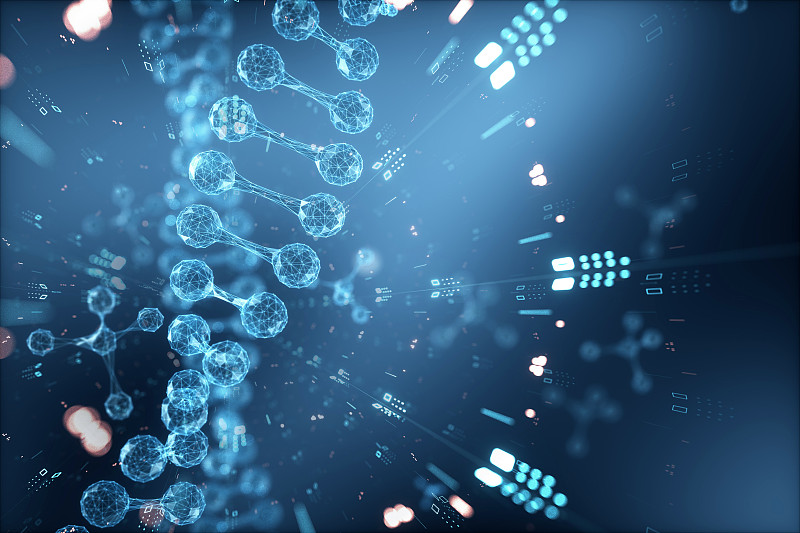 3D渲染的微观世界里的dna结构图片下载