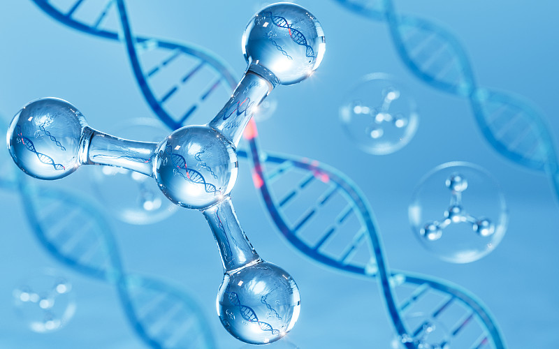 游离的分子与DNA结构3D渲染图片下载