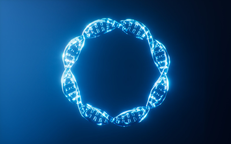 生物DNA与霓虹灯光效果3D渲染图片下载