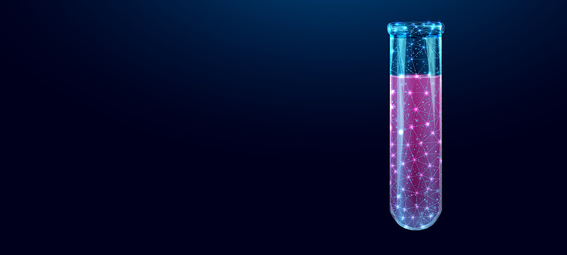 发光蓝色低多边形线框试管图片下载