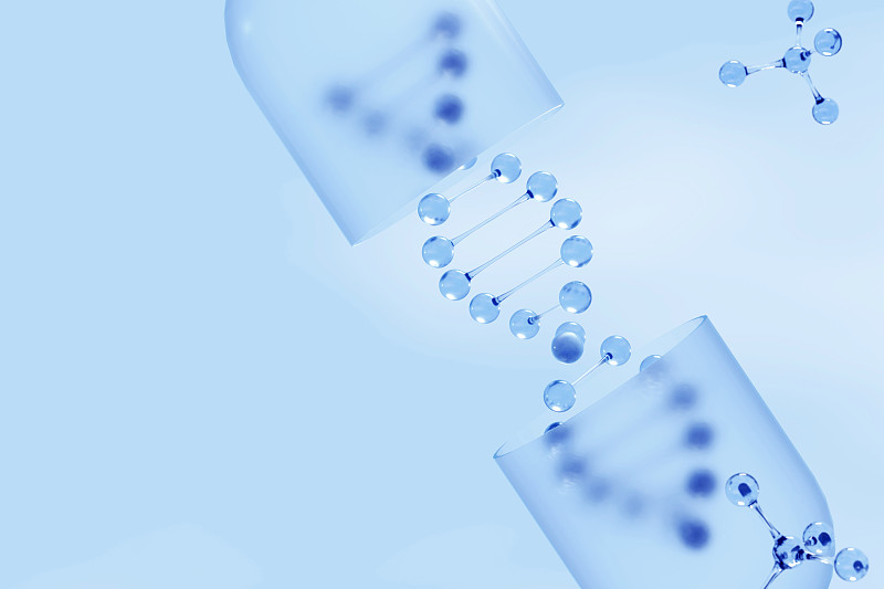 3D渲染的微观世界里的dna结构图片下载