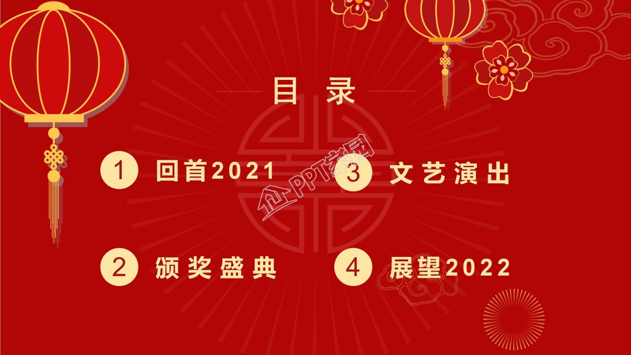红色简约2022公司年会ppt模板