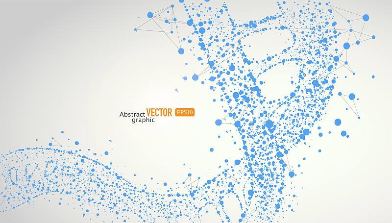 灰背景上粒子点汇聚成DNA生物基因链,抽象矢量科技遗传学背景图片下载