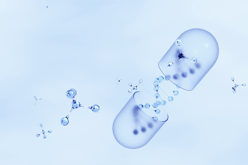 3D渲染的微观世界里的dna结构图片下载