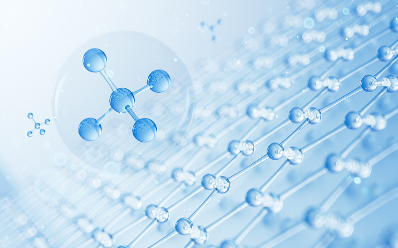 分子结构与透明材料背景3D渲染图片下载