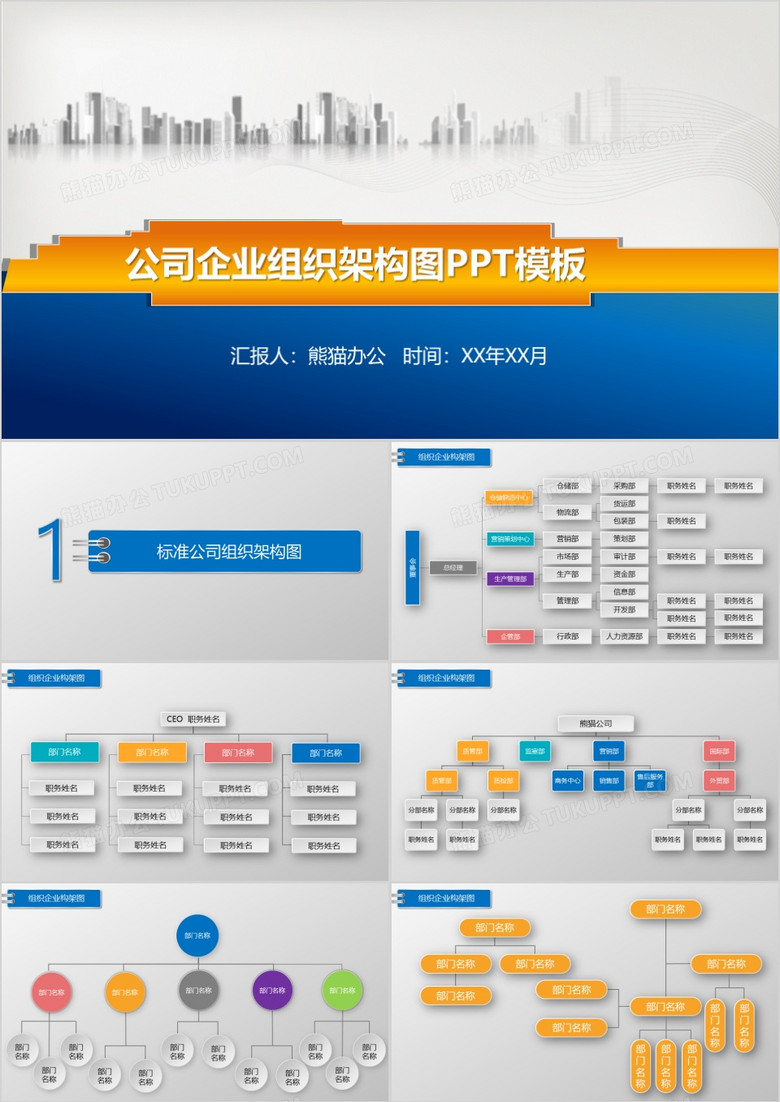 公司企业组织架构图PPT模板